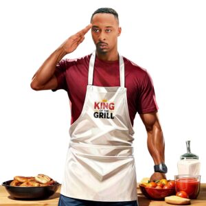White Embroidered Apron - King of the Grill